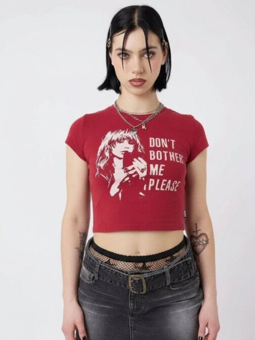 MINGA LONDON Don't Bother Me distressed graphic baby tee - Picture 1 of 6